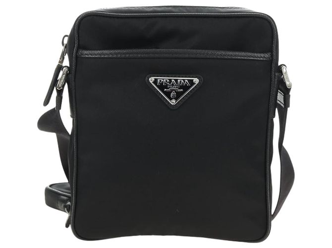 Borsa a Spalla PRADA Nylon Nero Argento 2VH112 Auth am11844SM - vista 13