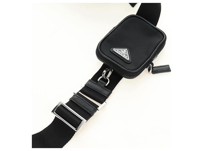 Borsa a Spalla PRADA Nylon Nero Argento 2VH112 Auth am11844SM - vista 14