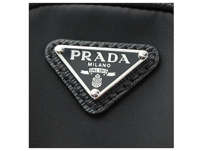 Borsa a Spalla PRADA Nylon Nero Argento 2VH112 Auth am11844SM - vista 16