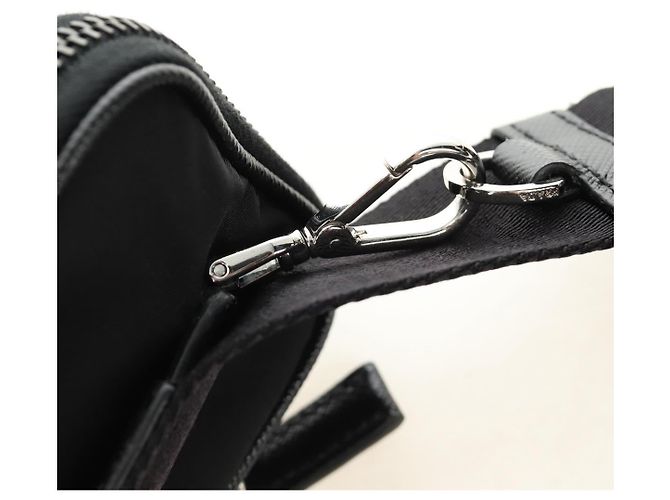Borsa a Spalla PRADA Nylon Nero Argento 2VH112 Auth am11844SM - vista 17