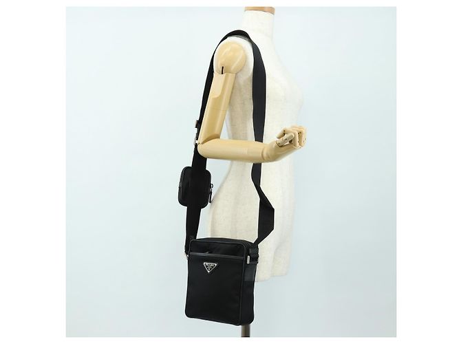 Borsa a Spalla PRADA Nylon Nero Argento 2VH112 Auth am11844SM - vista 27