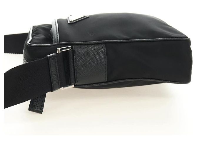 Borsa a Spalla PRADA Nylon Nero Argento 2VH112 Auth am11844SM - vista 3