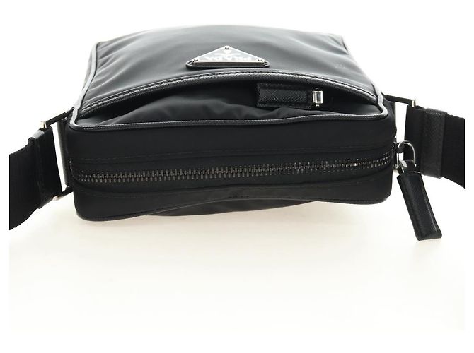 Borsa a Spalla PRADA Nylon Nero Argento 2VH112 Auth am11844SM - vista 6