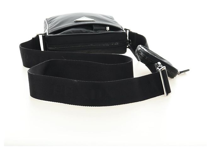 Borsa a Spalla PRADA Nylon Nero Argento 2VH112 Auth am11844SM - vista 7