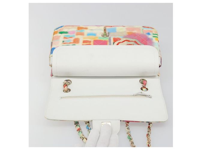 Borsa CHANEL Chain Double Flap Matelasse 25 in pelle Multicolor CC Auth 185767SM Multicolore D'oro - Ansicht 16