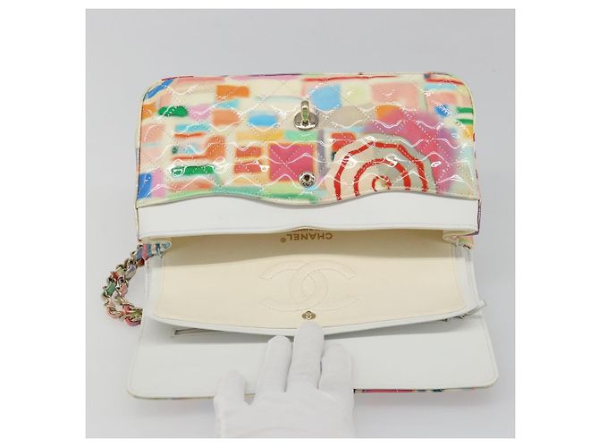 Borsa CHANEL Chain Double Flap Matelasse 25 in pelle Multicolor CC Auth 185767SM Multicolore D'oro - Ansicht 20