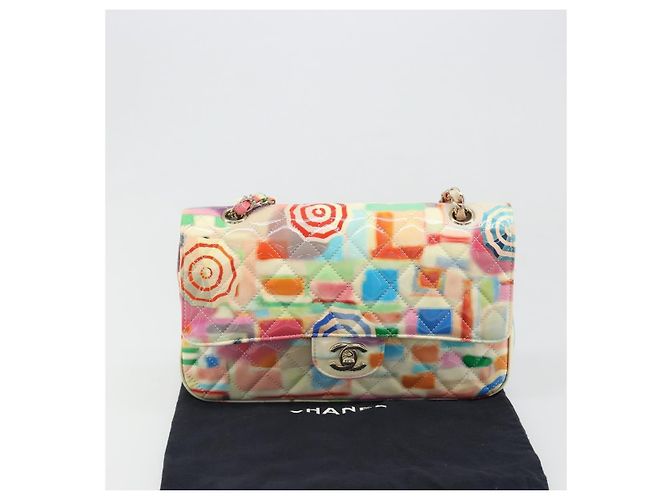Borsa CHANEL Chain Double Flap Matelasse 25 in pelle Multicolor CC Auth 185767SM Multicolore D'oro - Ansicht 31