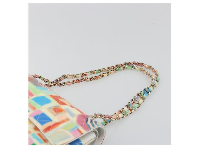 Borsa CHANEL Chain Double Flap Matelasse 25 in pelle Multicolor CC Auth 185767SM Multicolore D'oro - Ansicht 8