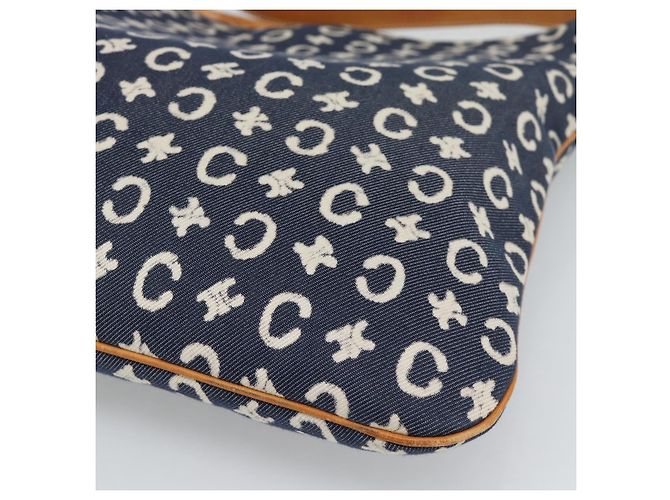 Céline Borsa a tracolla CELINE C Macadam Canvas Navy Silver Auth 186810A Argento Blu navy - vista 10