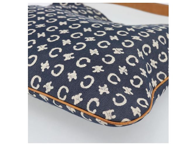 Céline Borsa a tracolla CELINE C Macadam Canvas Navy Silver Auth 186810A Argento Blu navy - vista 12