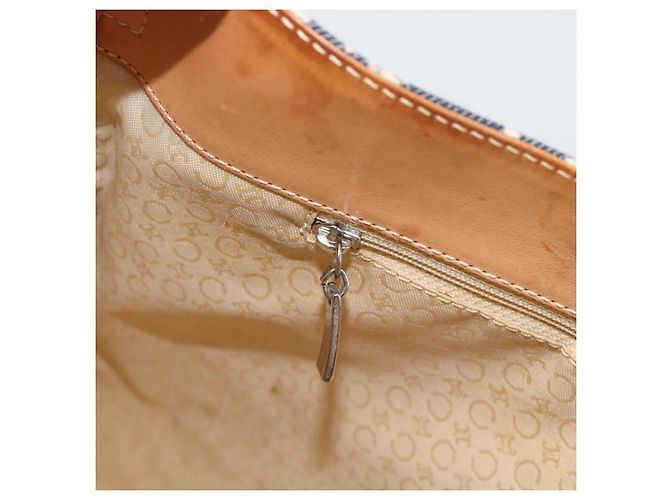 Céline Borsa a tracolla CELINE C Macadam Canvas Navy Silver Auth 186810A Argento Blu navy - vista 18