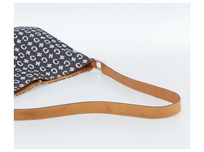Céline Borsa a tracolla CELINE C Macadam Canvas Navy Silver Auth 186810A Argento Blu navy - vista 7