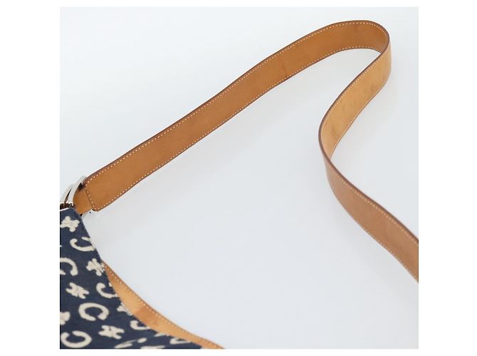 Céline Borsa a tracolla CELINE C Macadam Canvas Navy Silver Auth 186810A Argento Blu navy - vista 8