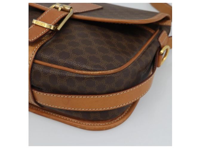 Céline Borsa a Spalla CELINE Macadam Canvas PVC Pelle Marrone Oro Auth 187771 D'oro - vista 10