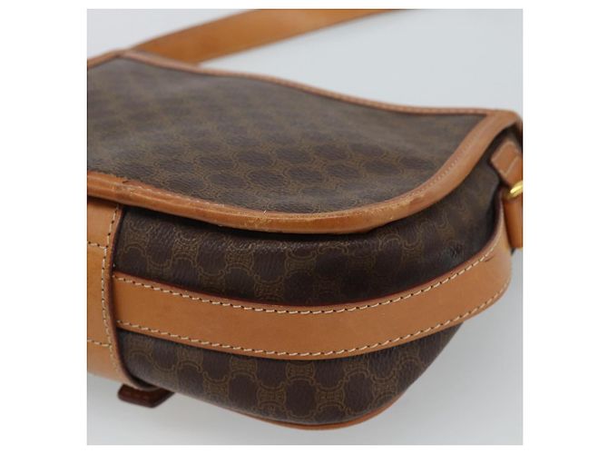 Céline Borsa a Spalla CELINE Macadam Canvas PVC Pelle Marrone Oro Auth 187771 D'oro - vista 12