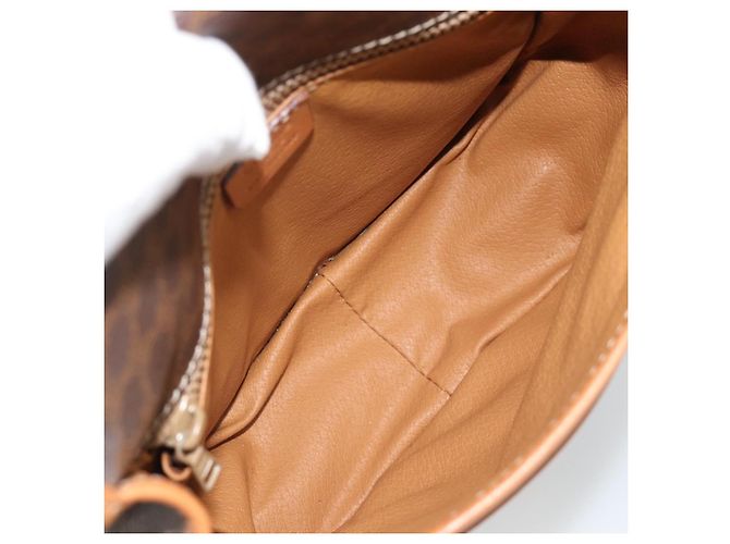 Céline Borsa a Spalla CELINE Macadam Canvas PVC Pelle Marrone Oro Auth 187771 D'oro - vista 16