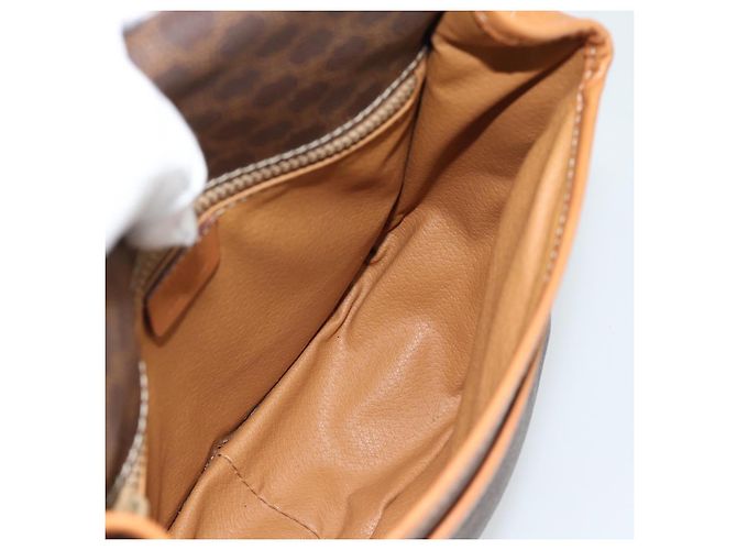 Céline Borsa a Spalla CELINE Macadam Canvas PVC Pelle Marrone Oro Auth 187771 D'oro - vista 17