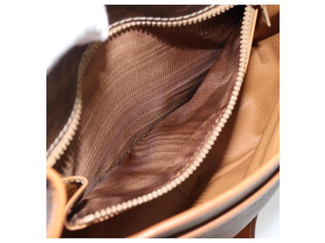 Céline Borsa a Spalla CELINE Macadam Canvas PVC Pelle Marrone Oro Auth 187771 D'oro - vista 20