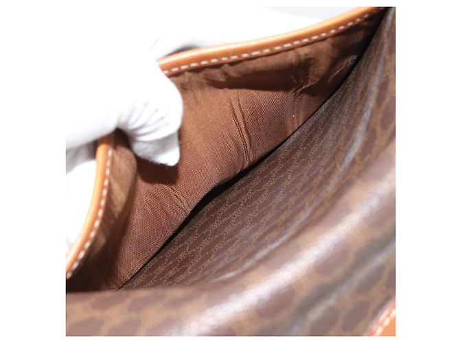 Céline Borsa a Spalla CELINE Macadam Canvas PVC Pelle Marrone Oro Auth 187771 D'oro - vista 22