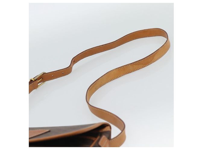 Céline Borsa a Spalla CELINE Macadam Canvas PVC Pelle Marrone Oro Auth 187771 D'oro - vista 8