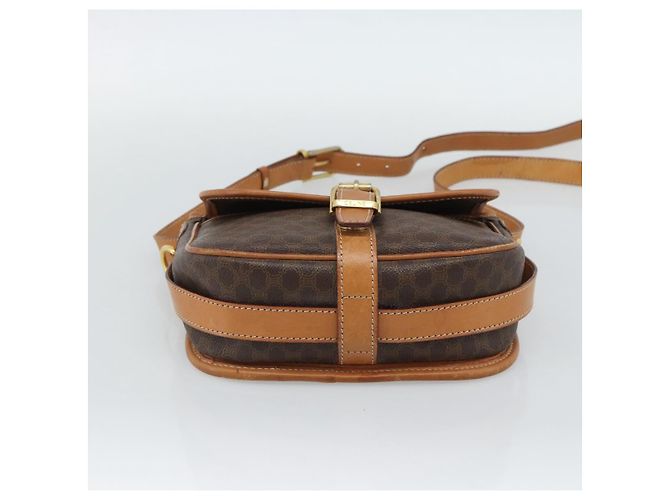 Céline Borsa a Spalla CELINE Macadam Canvas PVC Pelle Marrone Oro Auth 187771 D'oro - vista 9