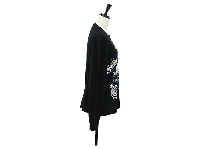 Camicia CHANEL CC Camellia con paillettes, taglio e cucitura, cotone nero, CC Auth am11841M - vista 4