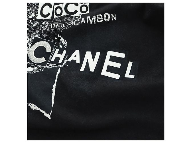 Camicia CHANEL CC Camellia con paillettes, taglio e cucitura, cotone nero, CC Auth am11841M - vista 9