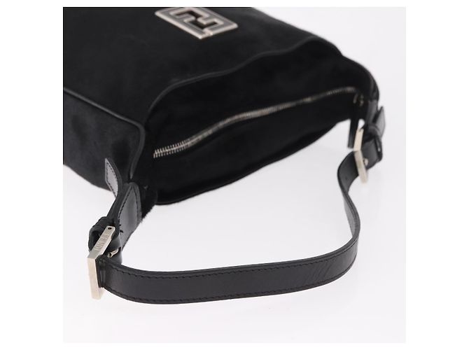 Borsa a tracolla FENDI in pelle Harako Nera Argento Auth 187543V Nero - vista 7
