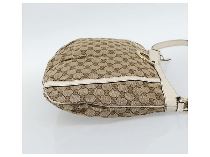 Borsa a Spalla GUCCI GG Canvas Beige Oro 204940 Auth ka4762 D'oro - vista 5