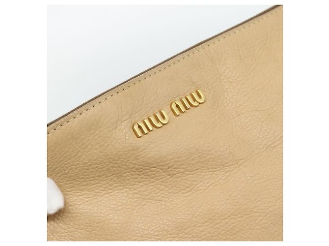 Borsa Miu Miu in pelle 2way Beige Oro Auth 187573 D'oro - vista 19