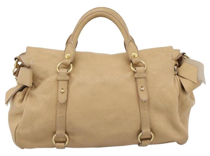 Borsa Miu Miu in pelle 2way Beige Oro Auth 187573 D'oro - vista 2