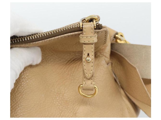 Borsa Miu Miu in pelle 2way Beige Oro Auth 187573 D'oro - vista 20