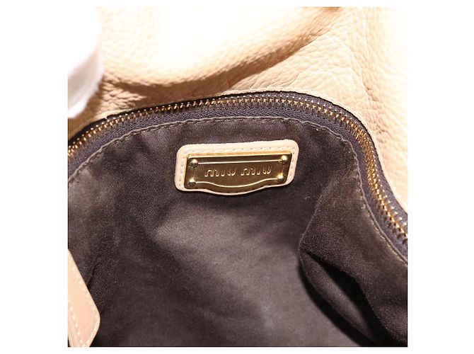 Borsa Miu Miu in pelle 2way Beige Oro Auth 187573 D'oro - vista 21