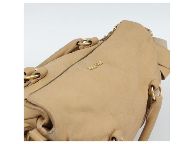 Borsa Miu Miu in pelle 2way Beige Oro Auth 187573 D'oro - vista 6