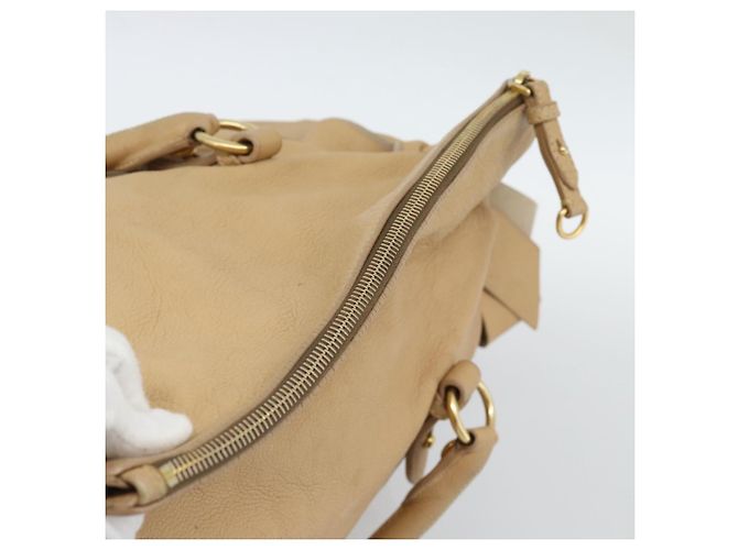Borsa Miu Miu in pelle 2way Beige Oro Auth 187573 D'oro - vista 7