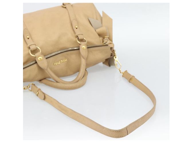 Borsa Miu Miu in pelle 2way Beige Oro Auth 187573 D'oro - vista 9