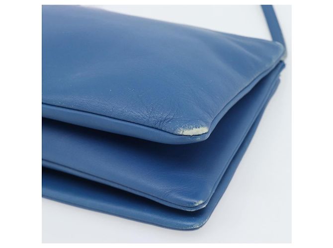 Céline Borsa a tracolla CELINE Trio in pelle blu e oro Auth 186131 D'oro - vista 10