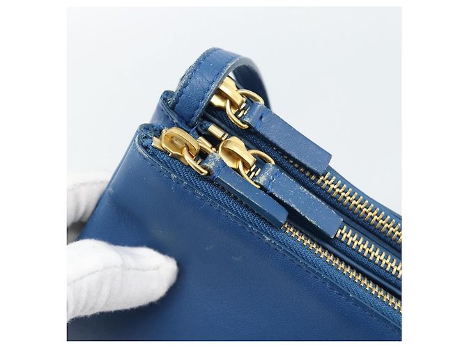 Céline Borsa a tracolla CELINE Trio in pelle blu e oro Auth 186131 D'oro - vista 14