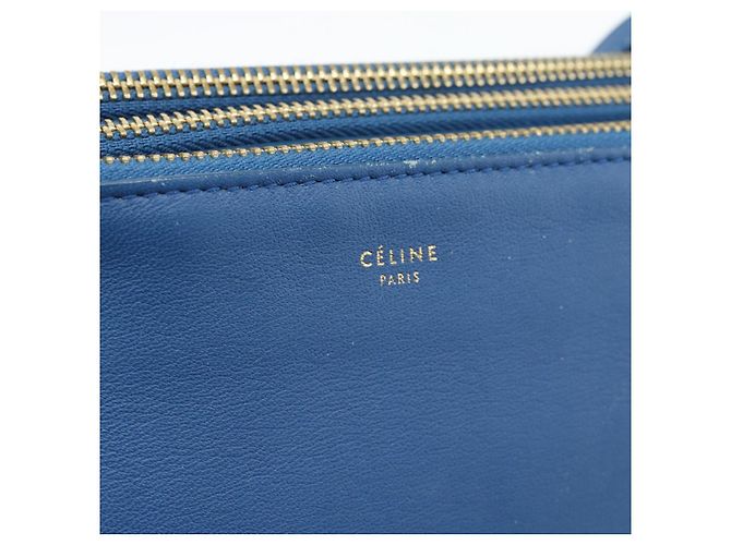 Céline Borsa a tracolla CELINE Trio in pelle blu e oro Auth 186131 D'oro - vista 15