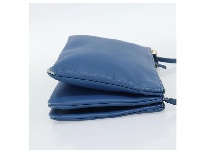 Céline Borsa a tracolla CELINE Trio in pelle blu e oro Auth 186131 D'oro - vista 5