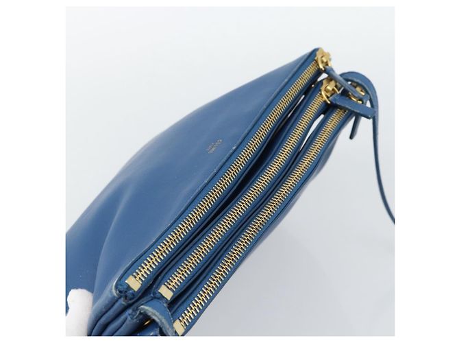 Céline Borsa a tracolla CELINE Trio in pelle blu e oro Auth 186131 D'oro - vista 6