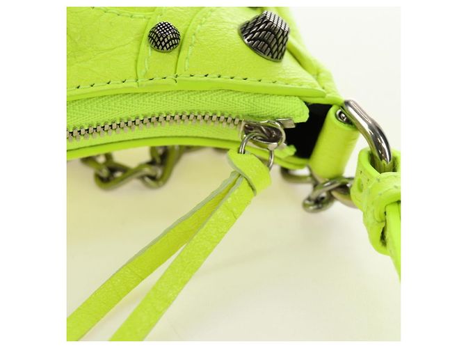 BALENCIAGA Borsa Chain Le Cagole XS in Pelle 2way Verde 695814 Auth 185356SAM - vista 17