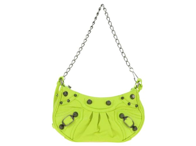BALENCIAGA Borsa Chain Le Cagole XS in Pelle 2way Verde 695814 Auth 185356SAM - vista 2