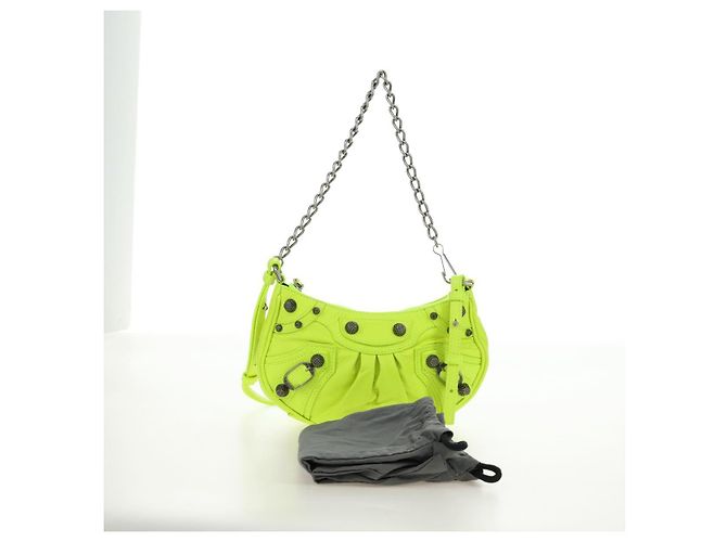 BALENCIAGA Borsa Chain Le Cagole XS in Pelle 2way Verde 695814 Auth 185356SAM - vista 26