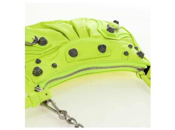 BALENCIAGA Borsa Chain Le Cagole XS in Pelle 2way Verde 695814 Auth 185356SAM - vista 6