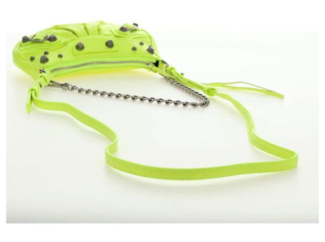 BALENCIAGA Borsa Chain Le Cagole XS in Pelle 2way Verde 695814 Auth 185356SAM - vista 9