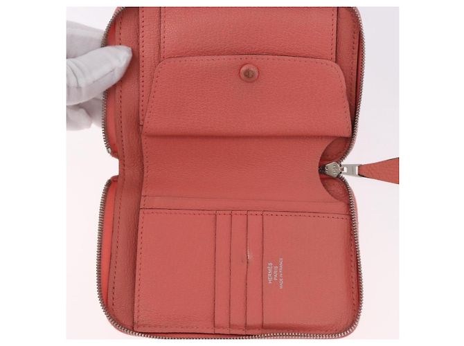 Hermès HERMES Azap Compact Wallet Leder Rosa Silber Authentisch 186172M Pink - Ansicht 13