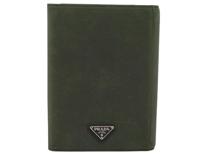 PRADA Funda de Agenda Day Planner Nylon Khaki Silver Auth 185858 Plata Caqui - vista 13