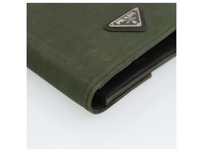 PRADA Funda de Agenda Day Planner Nylon Khaki Silver Auth 185858 Plata Caqui - vista 14