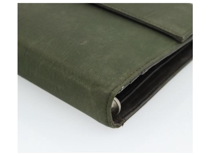 PRADA Funda de Agenda Day Planner Nylon Khaki Silver Auth 185858 Plata Caqui - vista 16
